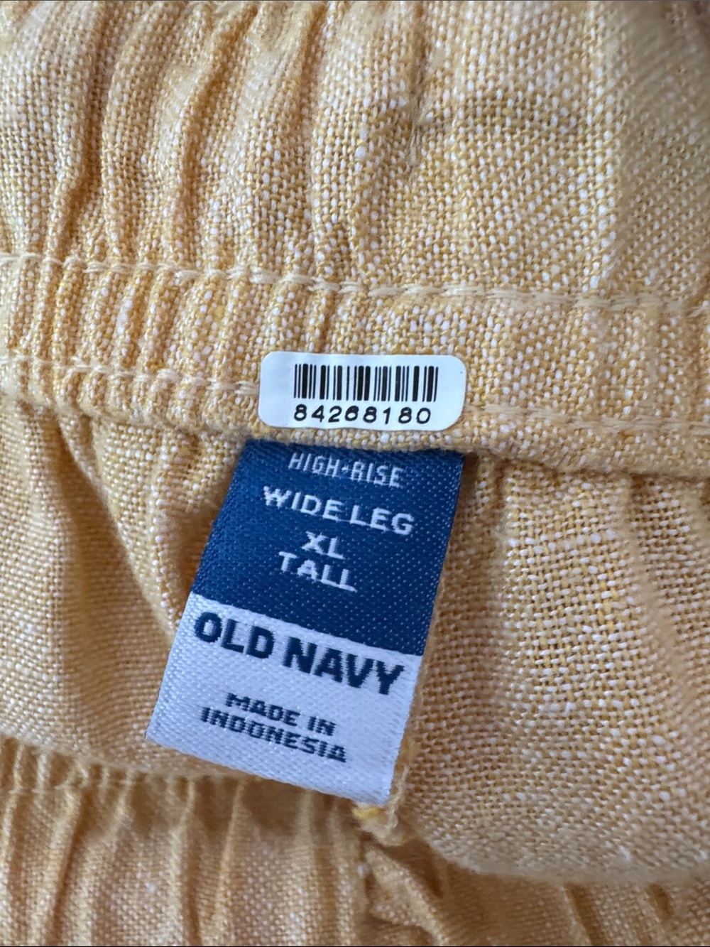 Old Navy High-Rise Wide-Leg Linen-Blend Pants Yellow XL Tall - Picture 6 of 6